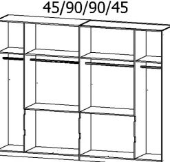 QUARTIER Kleiderschrank MAINZ 271 x 210 cm Sonoma Eiche/Spiegel