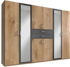 QUARTIER Kleiderschrank MINNESOTA 270 x 208 x 58 cm Holznachbildung braun/grau