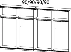 QUARTIER Kleiderschrank PANORAMA 361 x 62 cm NB weiß