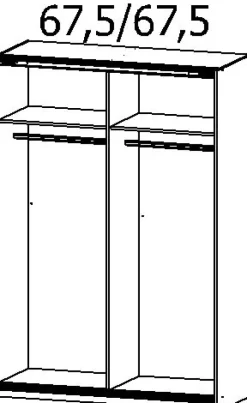 QUARTIER Kleiderschrank SUBITO 136 x 61 cm Spiegelglas/NB weiß