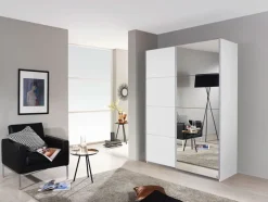 QUARTIER Kleiderschrank SUBITO 136 x 61 cm Spiegelglas/NB weiß