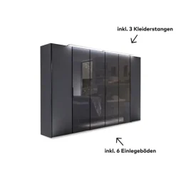 Kleiderschrank SWING 298 x 222 cm vulkanschwarz