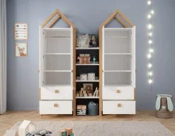 Kinder Kleiderschrank-Set BEACH 3-teilig Kiefer weiß/ Abs. Birke