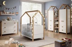 Kinder Kleiderschrank-Set BEACH 3-teilig Kiefer weiß/ Abs. Birke