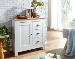 Kommode 79 x 81 cm mit Schubkästen weiß/ braun