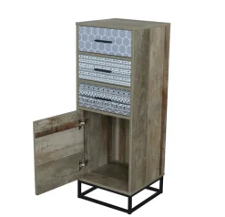 Kommode 39,5 x 106 cm natur/Dekorfolie grau gemustert