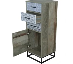 Kommode 39,5 x 106 cm natur/Dekorfolie grau gemustert