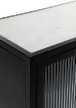 QUARTIER Kommode 70 x 72 cm Platte Marmor weiß/Türfront Strukturglas