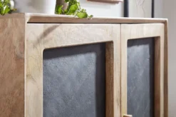 Kommode 80 x 75 cm Schwarz/ Mango massiv