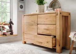 Kommode 45 x 140 x 90 cm Eiche massiv in Braun
