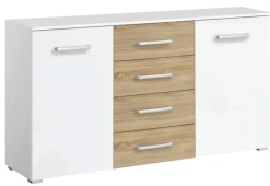 QUARTIER Kommode BURANO 140 x 81 cm Alpinweiß/Sonoma Eiche