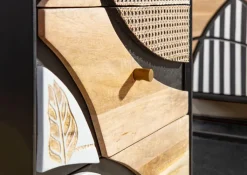 QUARTIER Kommode DAKOTA Mango massiv 110 x 50 x 42 cm gebeizt Mehrfarbig/Schwarz