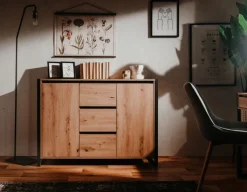 Kommode DENVER 120 x 88 cm braun/ grau