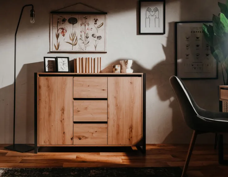 Kommode DENVER 120 x 88 cm braun/ grau