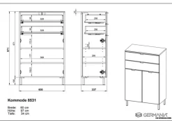 Kommode FEY 60 x 97 cm Graphit/ Weiß