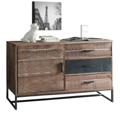 QUARTIER Kommode JOHNSON 40 x 118 x 77 cm Holz Akazie braun/grau