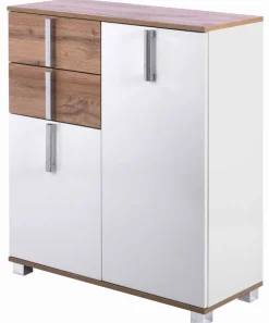 Kommode LUCA 80,6 x 94,8 cm weiß/ Eiche Landhaus