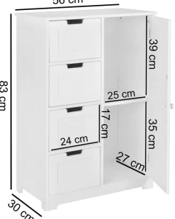 Kommode PATTI 56 x 83 cm weiß