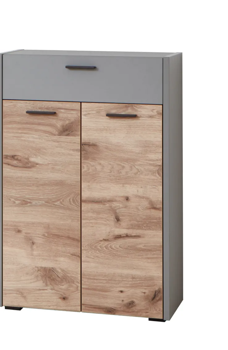 Kommode SERATA 65 x 99 cm hellgrau/Nox Oak Dekor