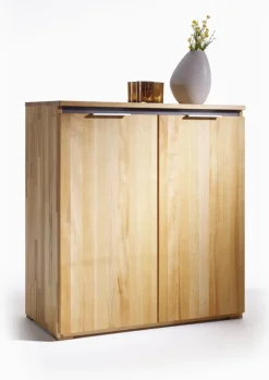 Kommode VICENZA 80 x 89 cm Kernbuche massiv natur geölt/Absetzung Anthrazit gebeizt