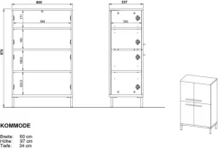 Kommode YONKERS 60 x 97 cm Kaschmir/ Nussbaum