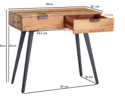 CASAVANTI Konsolentisch 90 x 78 cm Akazie braun grau