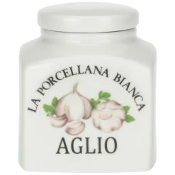 LA PORCELLANA BIANCA Aufbewahrungsdose CONSERVA Aglio 10,5 cm Porzellan weiß