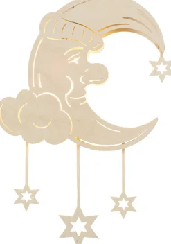 SAICO Lichtobjekt TRÄUMENDER MOND Holz 44 x 27,5 x 4 cm Mehrfarbig