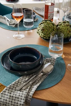 like. Teller flach CRAFTED DENIM 25,7cm blau/ braun