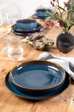 like. Teller flach CRAFTED DENIM 25,7cm blau/ braun