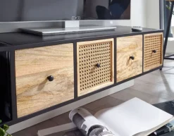 Lowboard 150 x 35 cm Akazie massiv und Eisen