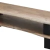 Lowboard 140 x 36 cm Akazie mit Baumkante natur/schwarz