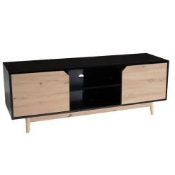 Lowboard 150 x 55 cm Schwarz/Eiche-Dekor