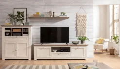 Lowboard ISADORA 210 x 60 cm weiß/ braun