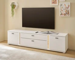 Lowboard LONG ISLAND 200 cm weiß/ Wotan Eiche