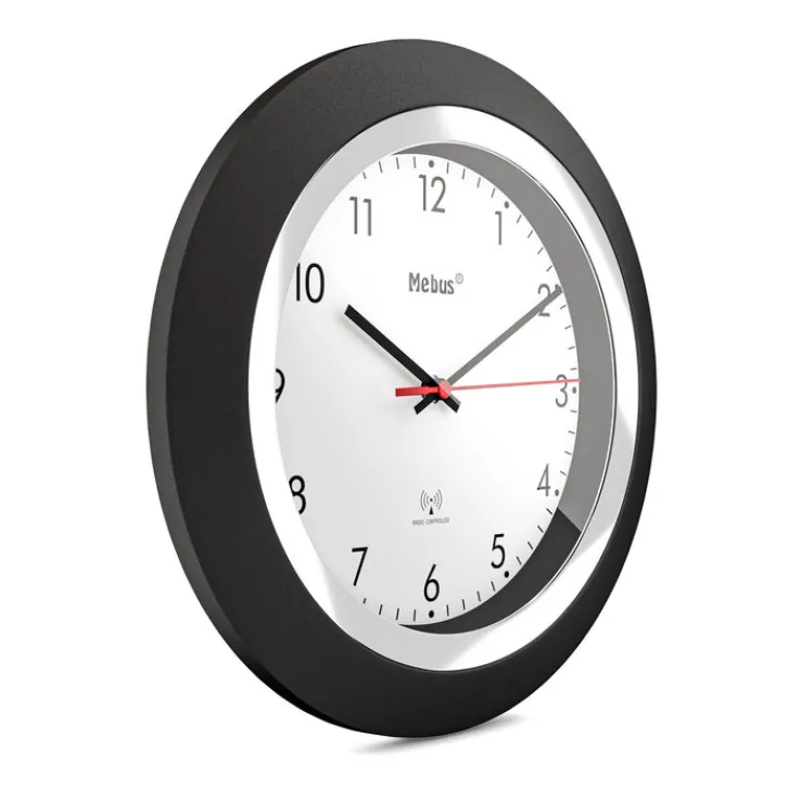 Mebus Funk-Wanduhr 25 cm schwarz