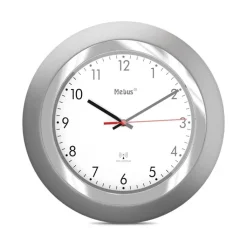Mebus Funk-Wanduhr 25 cm silberfarbig/schwarz/rot