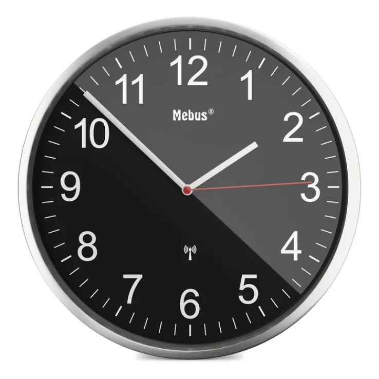 Mebus Funk-Wanduhr silberfarbig/schwarz