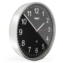 Mebus Funk-Wanduhr silberfarbig/schwarz