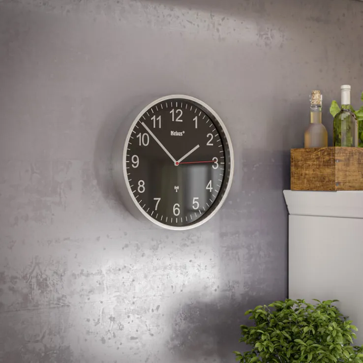 Mebus Funk-Wanduhr silberfarbig/schwarz