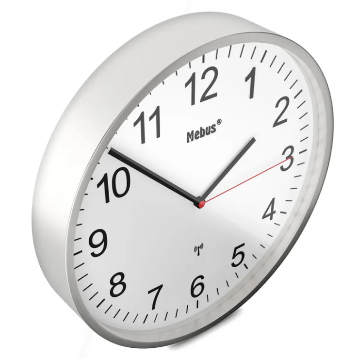 Mebus Funk-Wanduhr silberfarbig