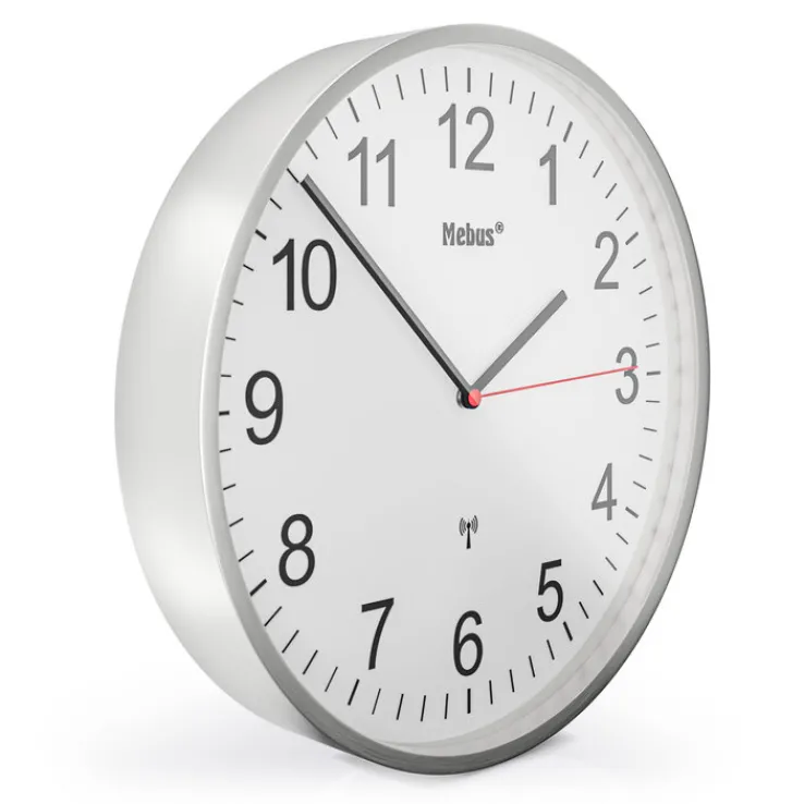 Mebus Funk-Wanduhr silberfarbig
