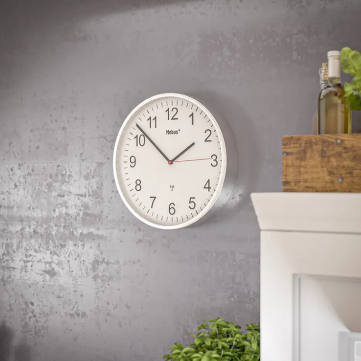 Mebus Funk-Wanduhr silberfarbig