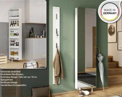 Mehrzweckschrank drehbar 50 x 195 cm Spiegelfront/weiß