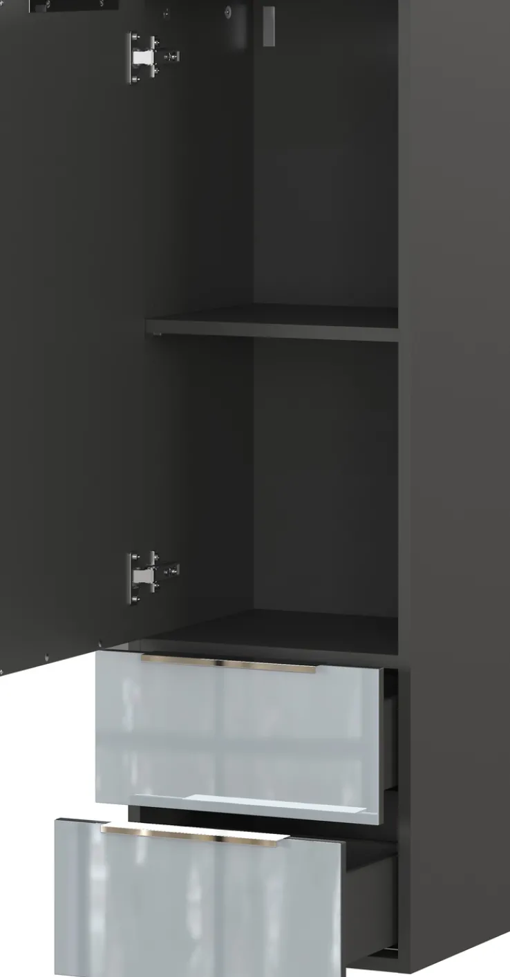 Midischrank JAN 36x111x34 cm graphit/silbergrau Glasfront