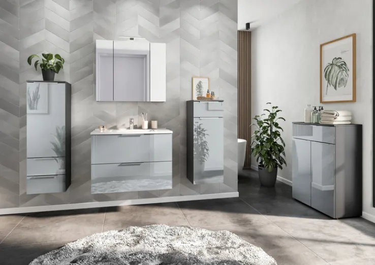 Midischrank JAN 36x111x34 cm graphit/silbergrau Glasfront