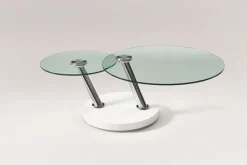 Musterring Couchtisch rund MR CT3100-W FABIA Klarglas /weiß