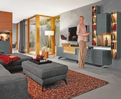 Musterring Lowboard Q-Media 2.0 grau /Eiche Akzent