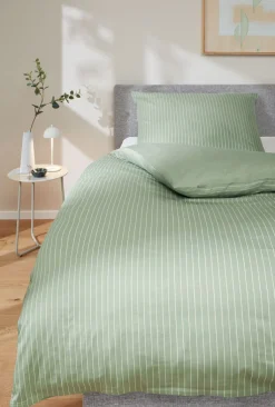 Musterring Satin-Bettwäsche MR-NEEDLSTRIPE 155 x 220 cm salbei