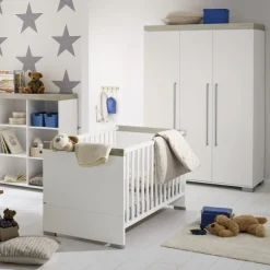 Kinder PAIDI Kinderbett KIRA Kreideweiß/ Eiche-Nautik